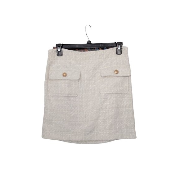 ✨ Maison d'Amélie Paris Ivory Tweed Mini Skirt Size US 8 (EU 38) Pre-owned - Picture 2 of 6